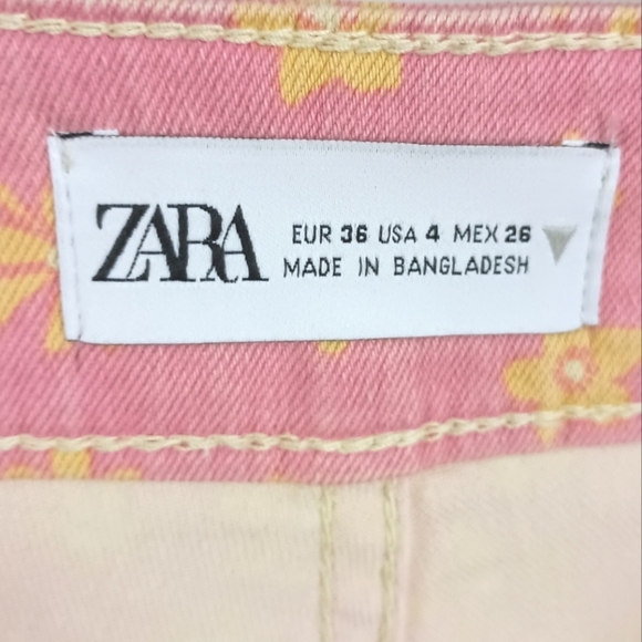 Zara Ankle Boot Crop Jeans in Floral Print Size 4 - Picture 4 of 5